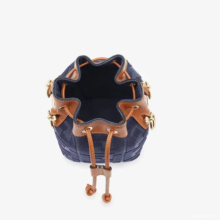 Cheap In Canvas Motif Mon Fendi Bucket Tresor Blue FF Mini Bag 0406